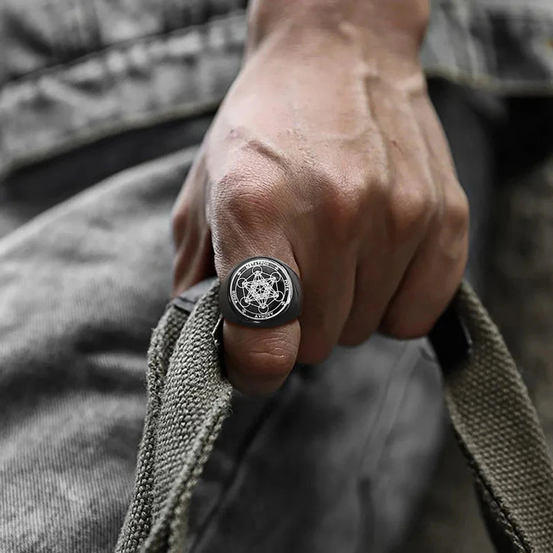 Anillo Negro Cubo Metatrón negro