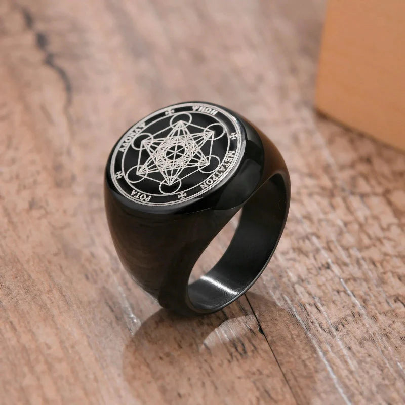 Anillo Negro Cubo Metatrón negro