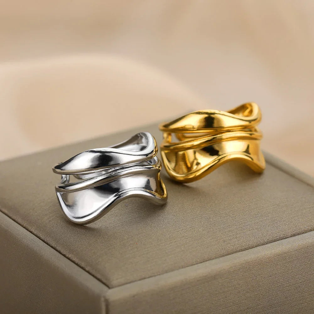 Anillo de estilo gota de agua plata