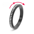 Anillo Giratorio Antiestrés con Circonia Negra