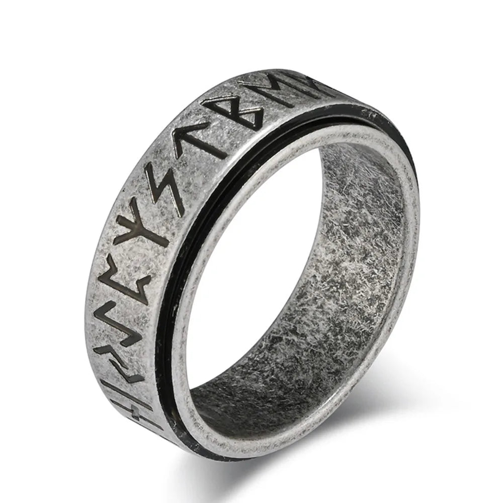 Anillo Vikingo para Hombre Antiestrés Giratorio gris