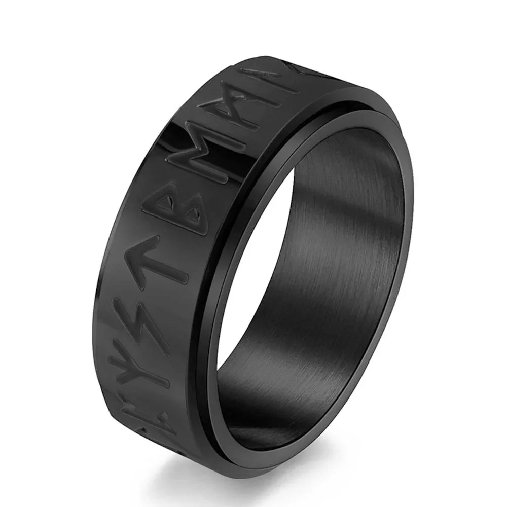 Anillo Vikingo para Hombre Antiestrés Giratorio negro