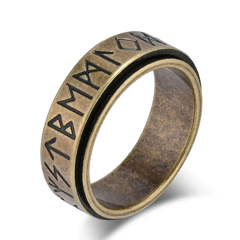 Anillo Vikingo para Hombre Antiestrés Giratorio oro