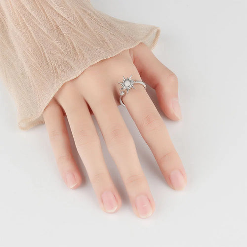 Anillo Anti-Estrés Anillo Giratorio Sol plata