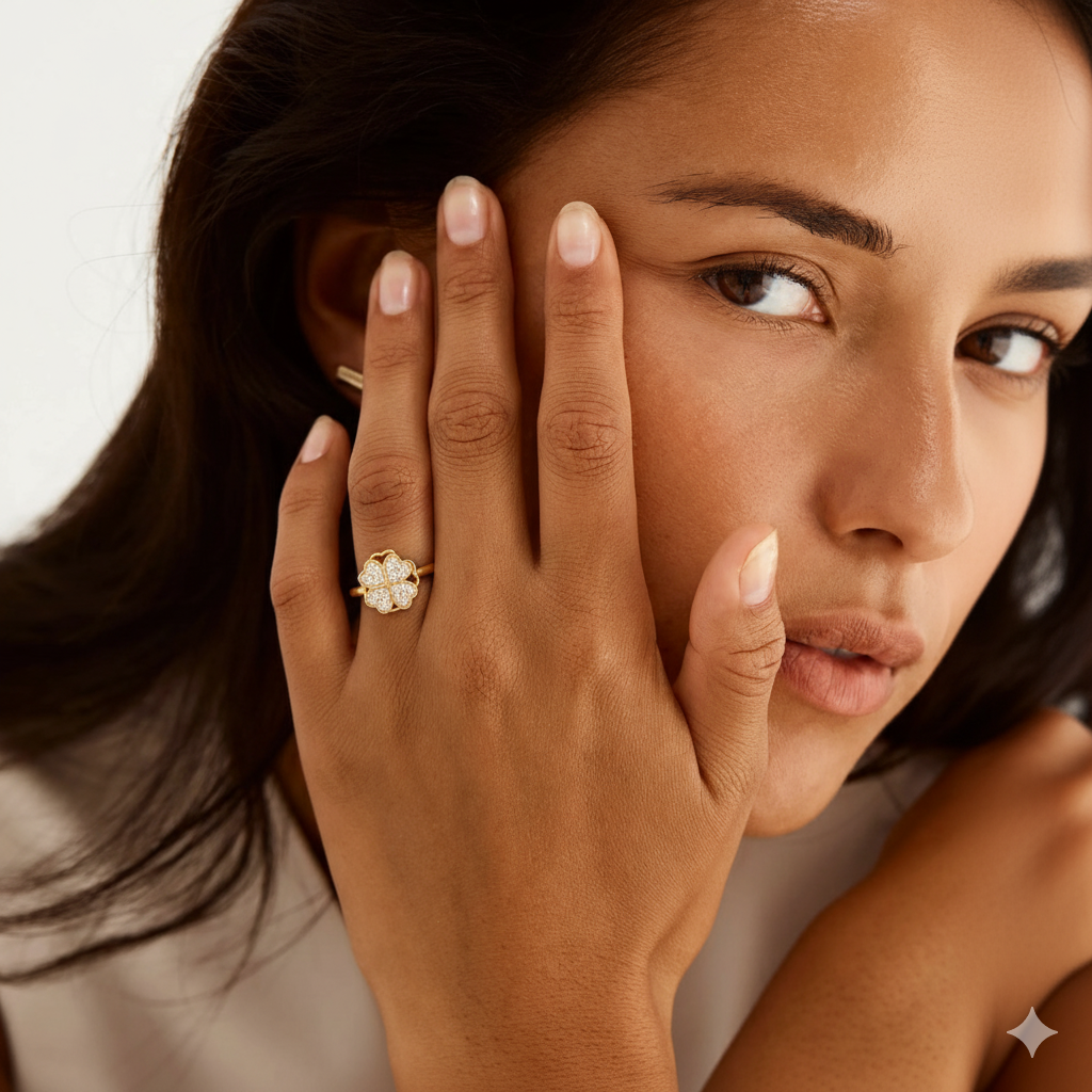 Anillo antiestrés giratorio trébol de 4 hojas