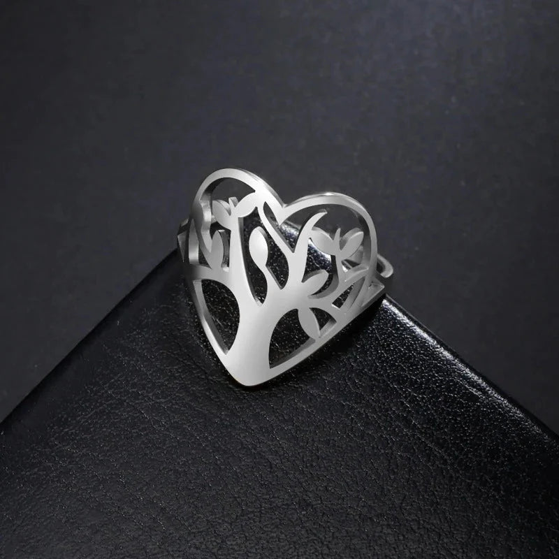 Anillo Árbol de la Vida para Mujer Anillo Corazón plata