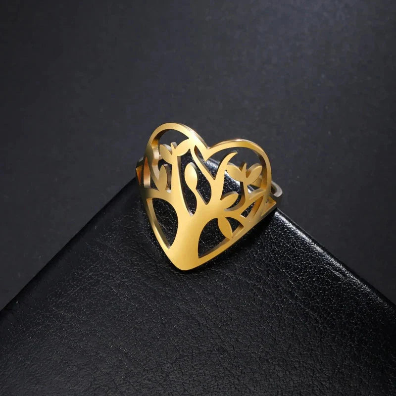 Anillo Árbol de la Vida para Mujer Anillo Corazón oro