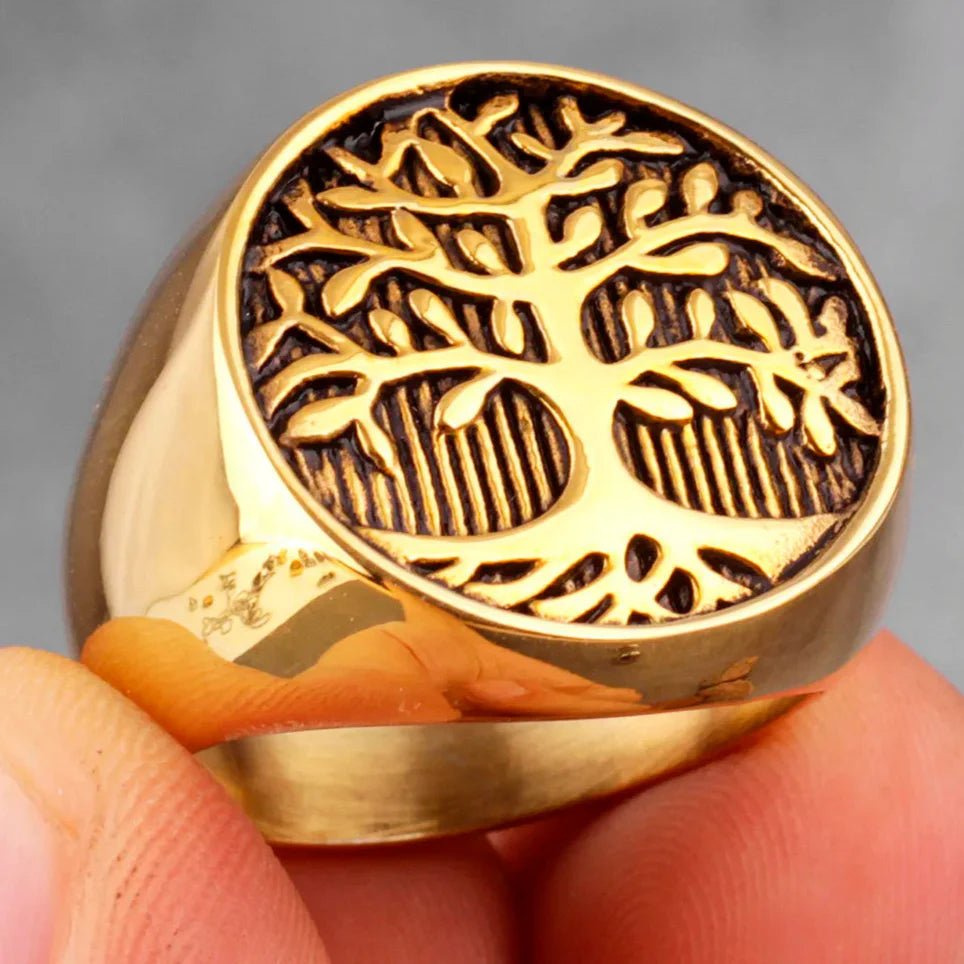 Anillo Árbol de la Vida para Hombre en oro