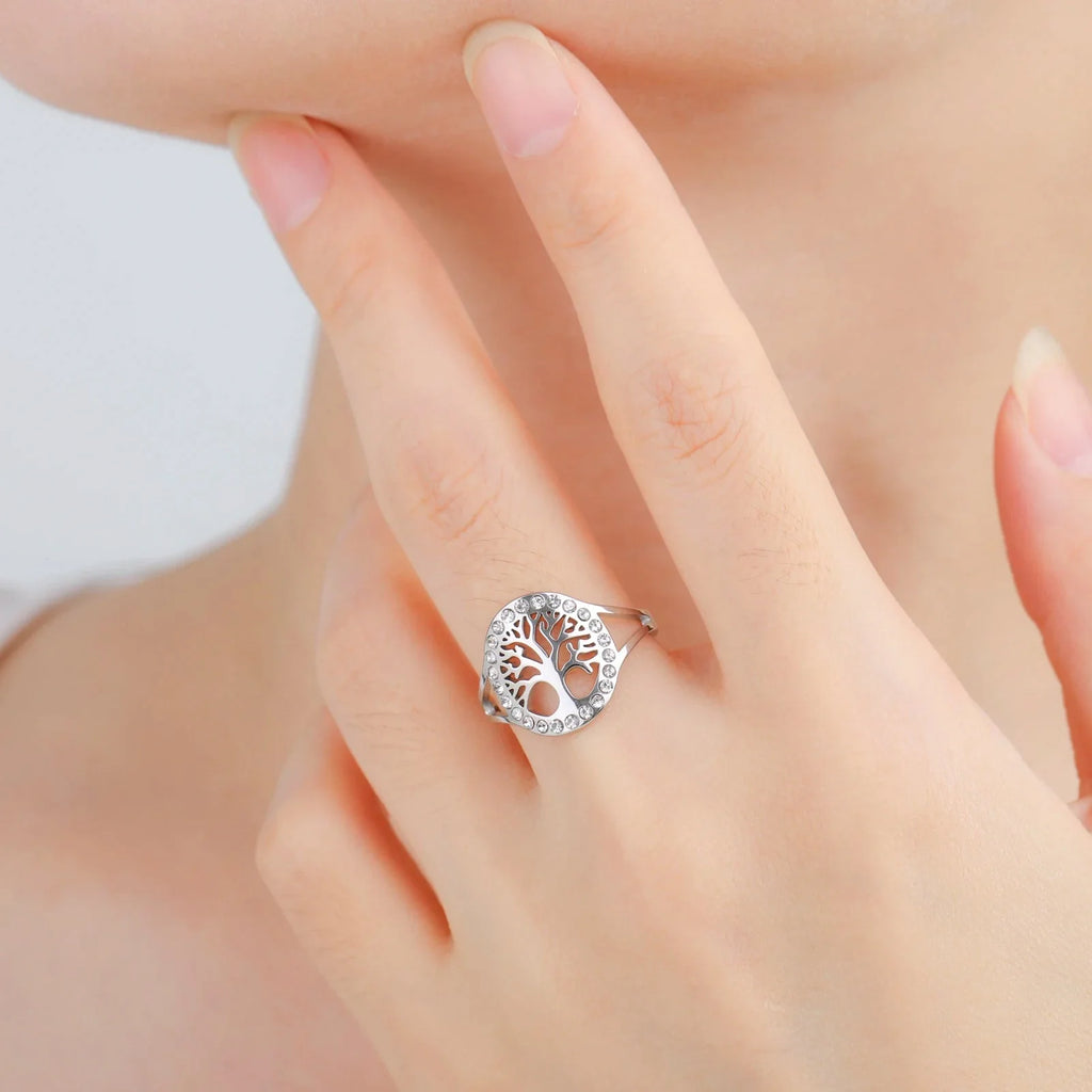 Anillo Árbol de la Vida Zirconia Mujer plata