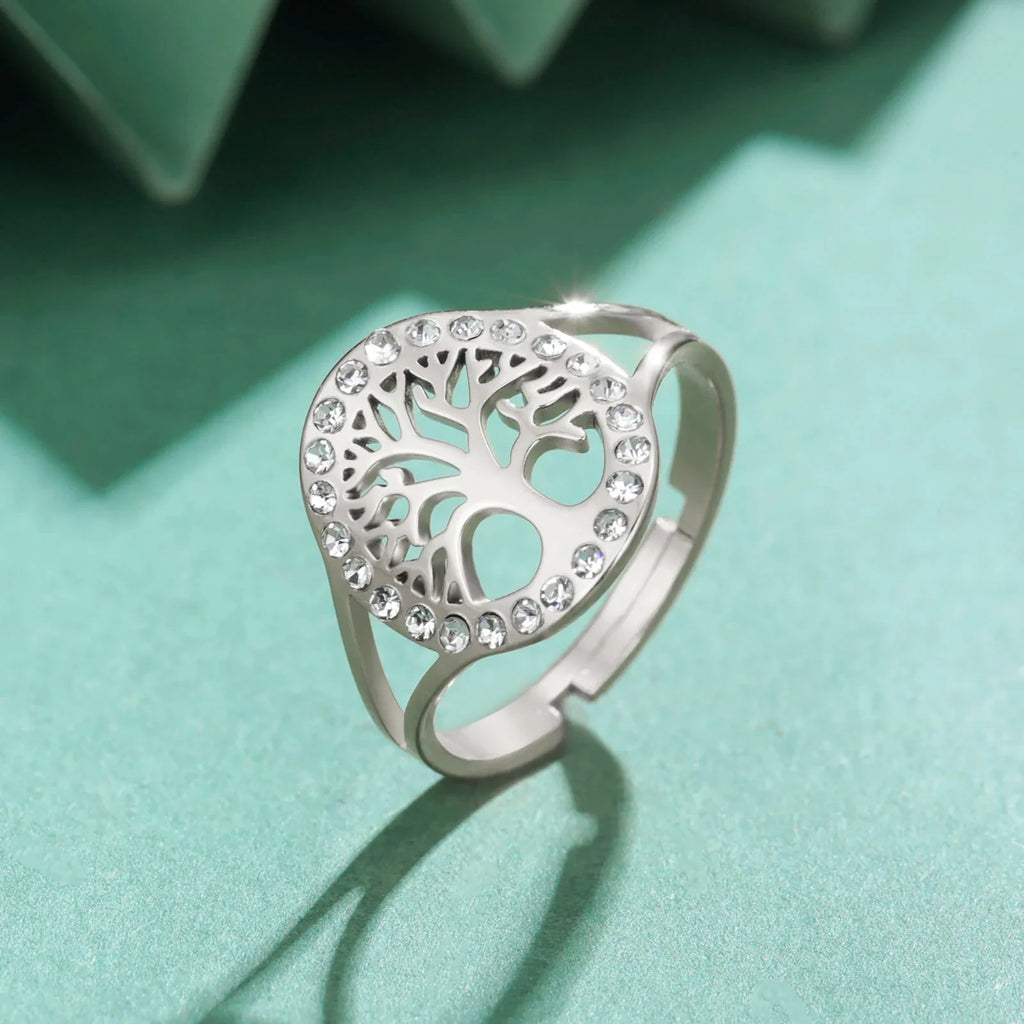 Anillo Árbol de la Vida Zirconia Mujer plata