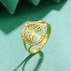 Anillo Árbol de la Vida Zirconia Mujer oro