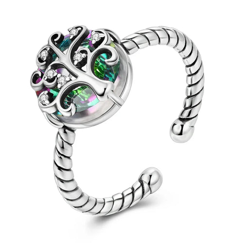 Anillo Árbol de la Vida con Circonita para Mujer en Plata