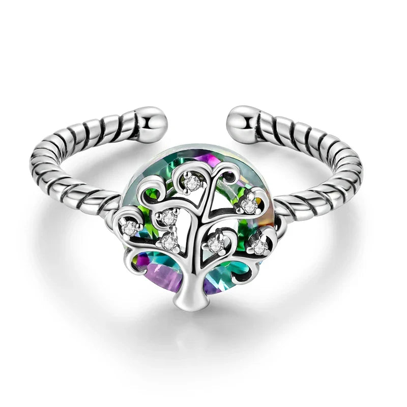 Anillo Árbol de la Vida con Circonita para Mujer en Plata