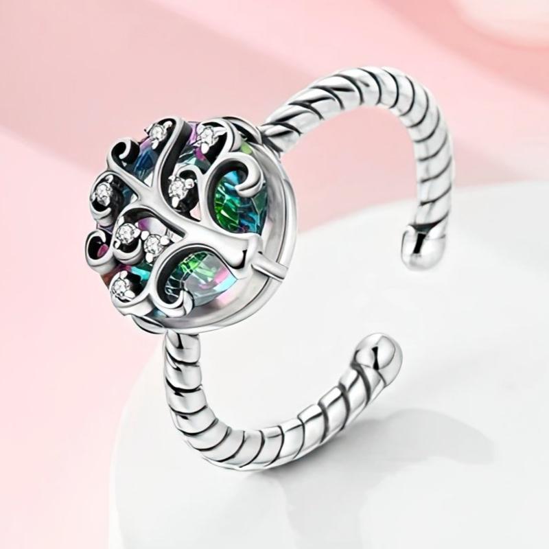 Anillo Árbol de la Vida con Circonita para Mujer en Plata