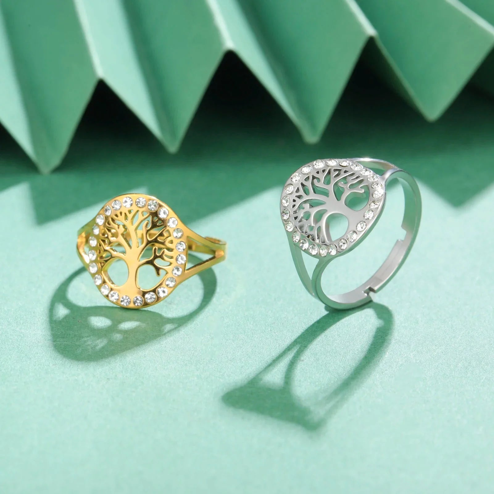 Anillo Árbol de la Vida Zirconia Mujer oro