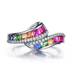 Anillo arcoíris con pedrería