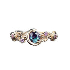 Anillo con Media Luna y Circonio dorado
