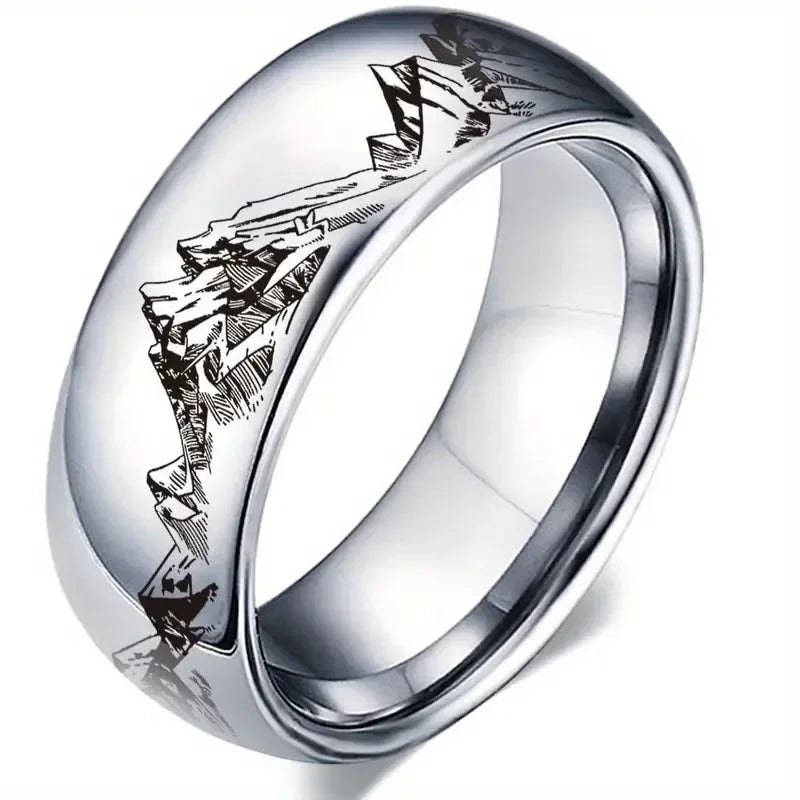 Anillo con Montañas para Hombre plata
