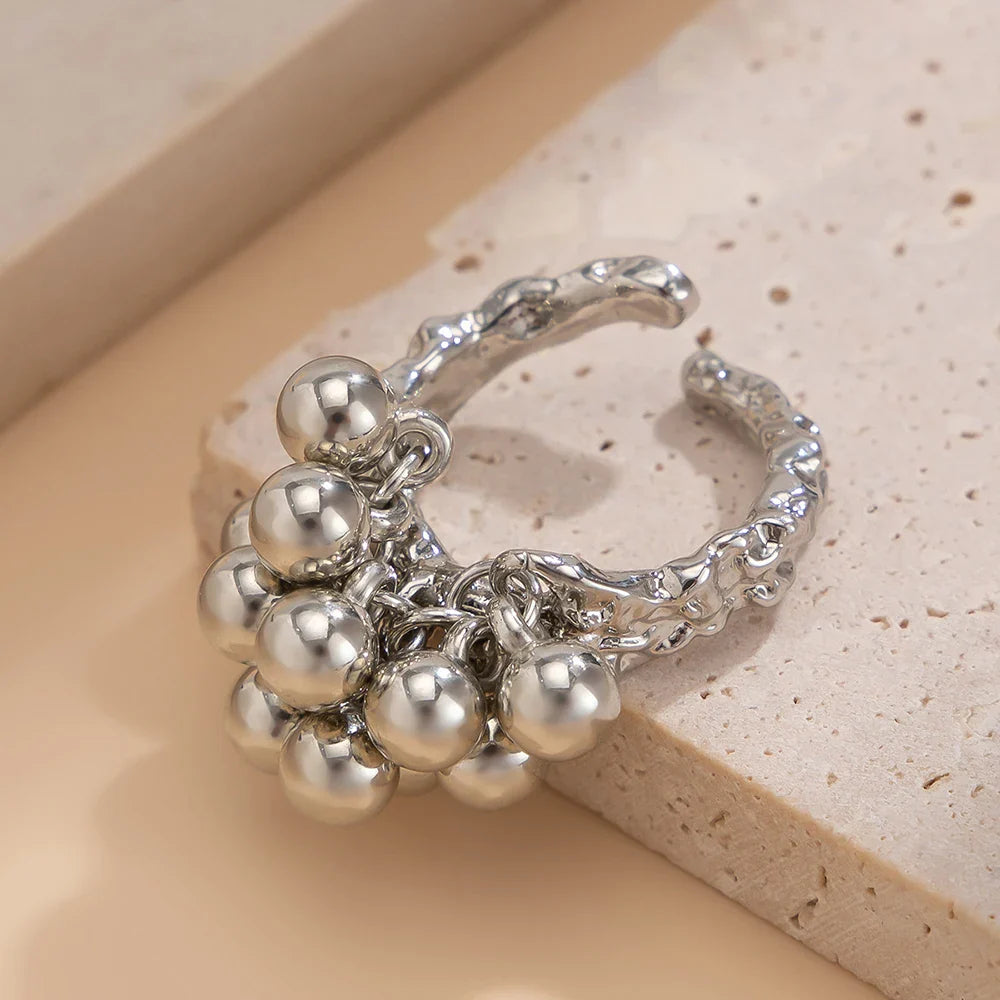Anillo con Perlas Plateadas o Doradas plata