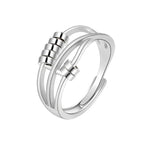 Anillo con Perlas Giratorias contra la Ansiedad para Mujer plata