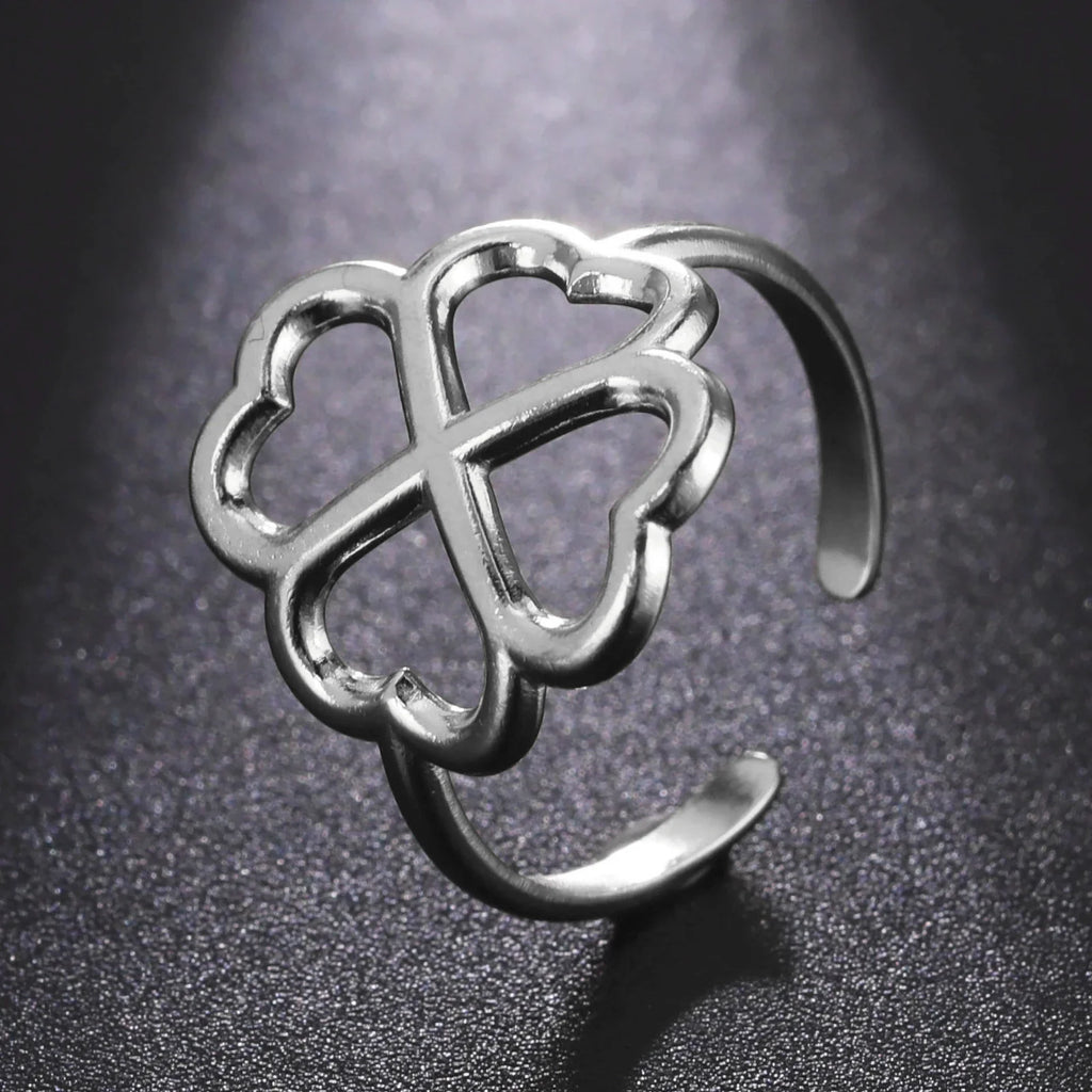 Anillo con Trébol de 4 Hojas para Mujer en plata
