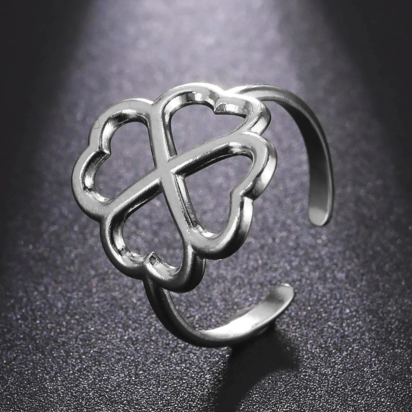 Anillo con Trébol de 4 Hojas para Mujer en plata