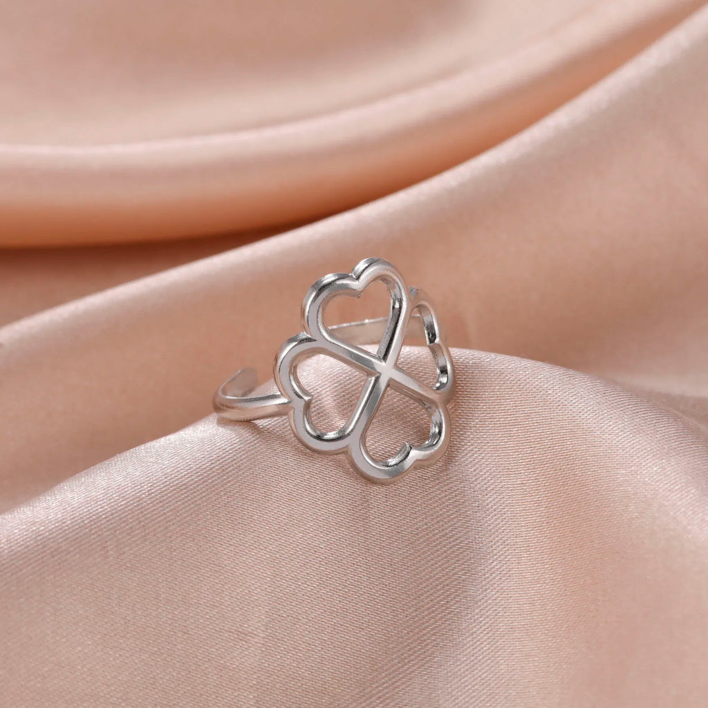 Anillo con Trébol de 4 Hojas para Mujer en plata