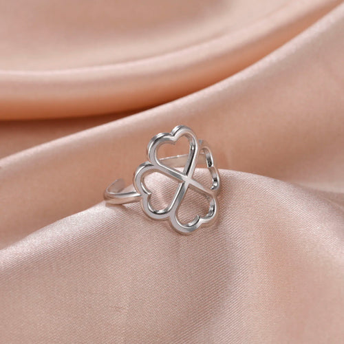 Anillo con Trébol de 4 Hojas para Mujer en plata