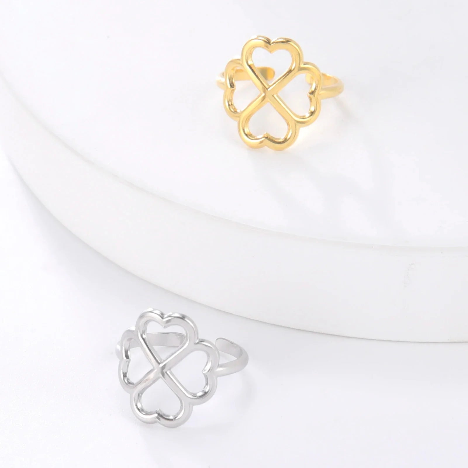 Anillo con Trébol de 4 Hojas para Mujer en plata