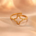 Anillo con Trébol de 4 Hojas para Mujer oro