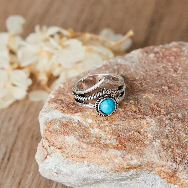 Anillo Bohemio con Piedra Natural