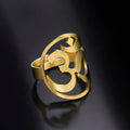 Anillo Budista Om Tibetano Sello para Hombre y Mujer en Oro