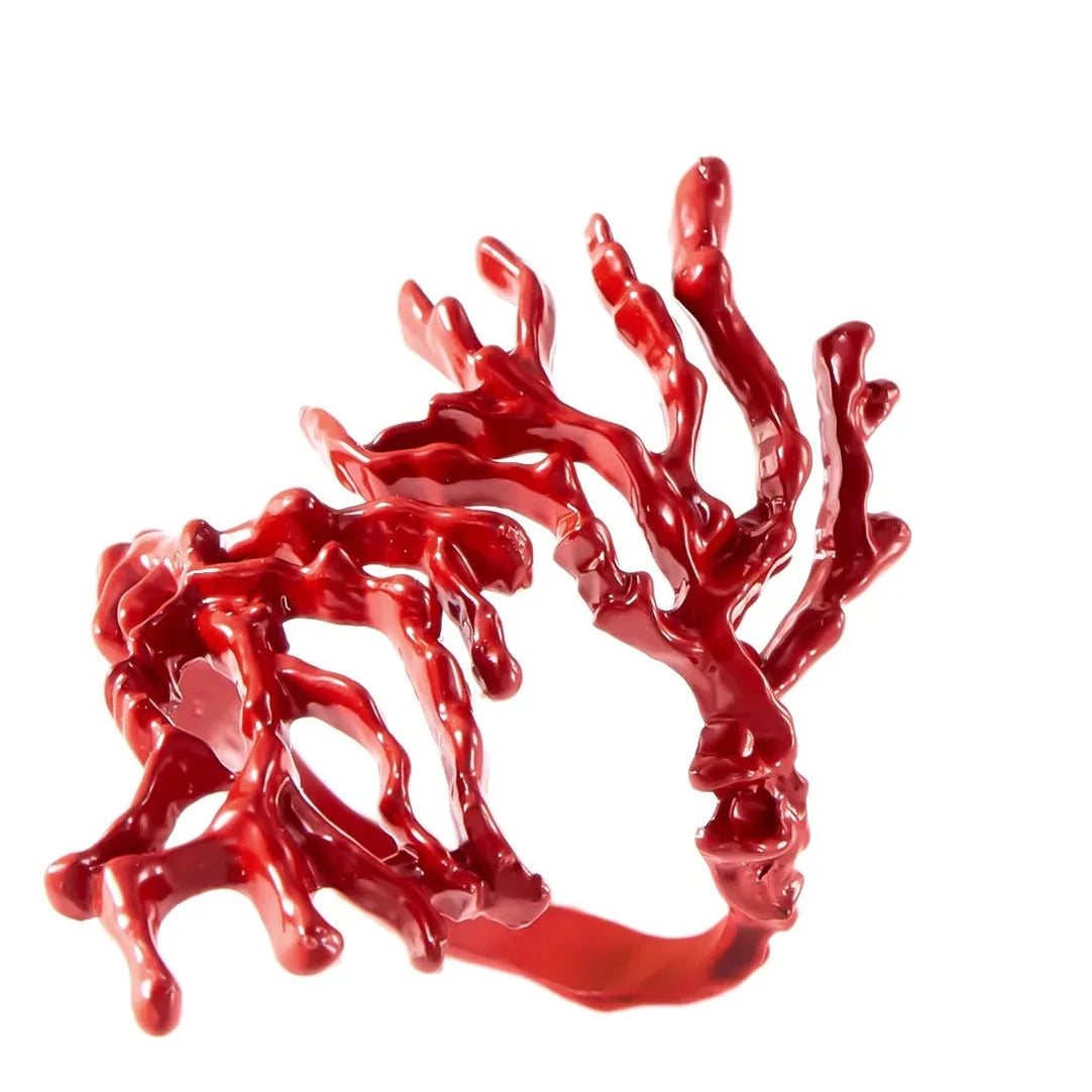 Anillo rama de coral rojo