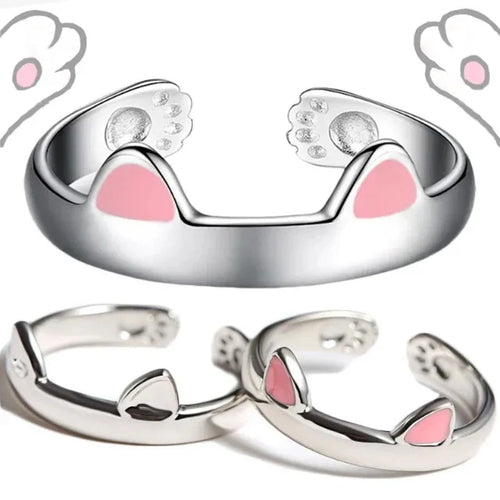 Anillo Cariño Gato Orejas Rosas
