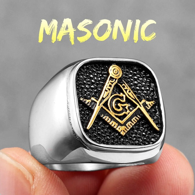 Anillo de Sello Francmasón para Hombre en plata oro