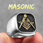 Anillo de Sello Francmasón para Hombre en plata oro