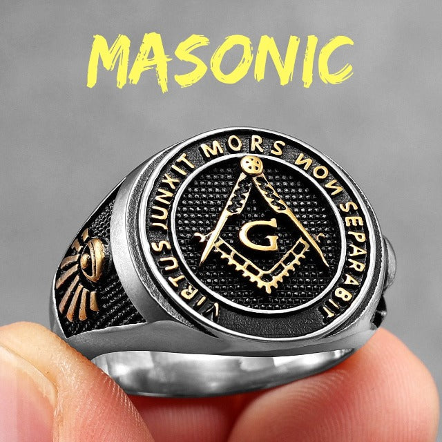 Anillo de Sello Francmasón para Hombre en plata oro