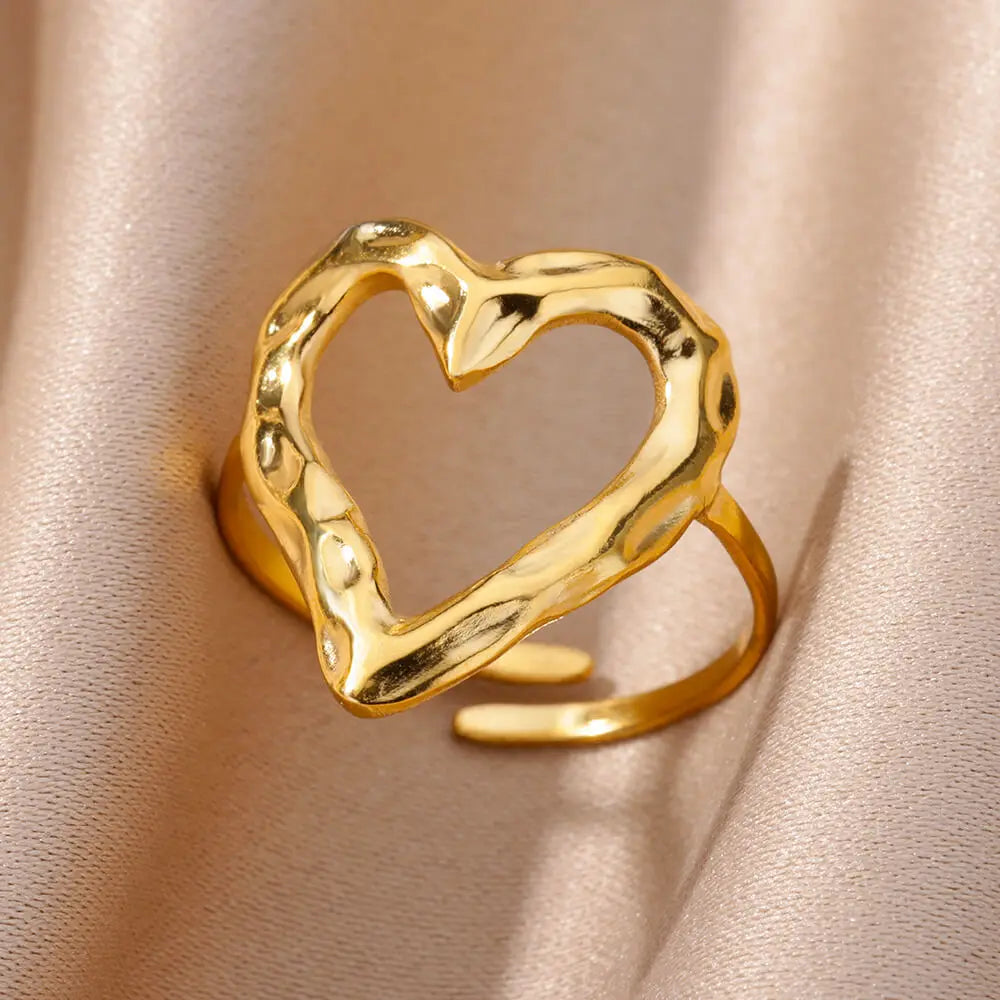 Anillo Corazón Ajustable para Mujer en Oro