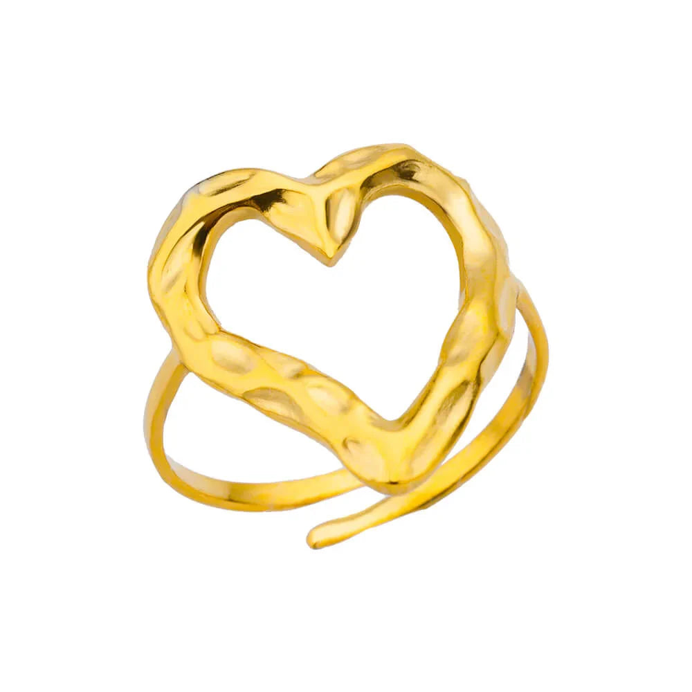 Anillo Corazón Ajustable para Mujer en Oro