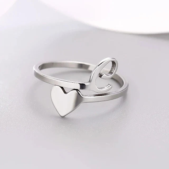 Anillo Corazón Inicial Plata C