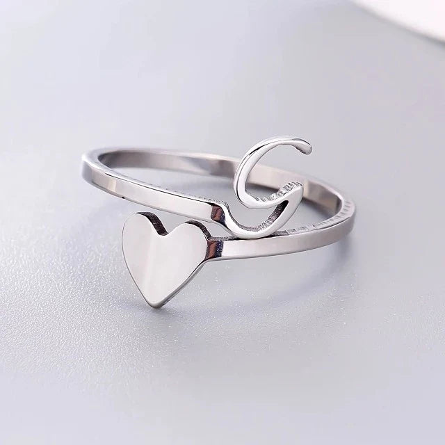 Anillo Corazón Inicial Plata G