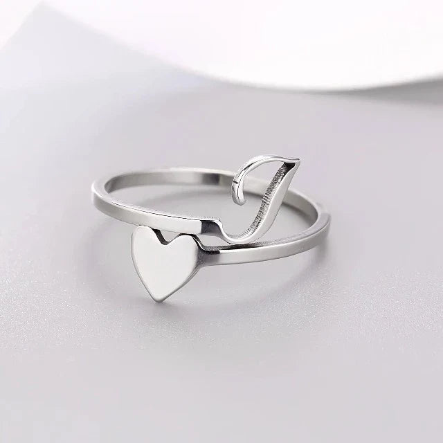 Anillo Corazón Inicial Plata I