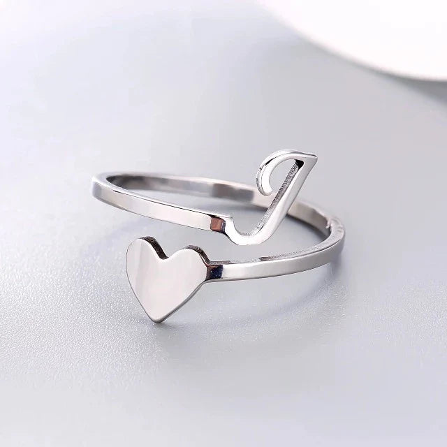 Anillo Corazón Inicial Plata J