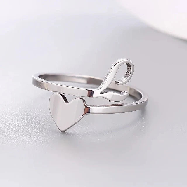 Anillo Corazón Inicial Plata L