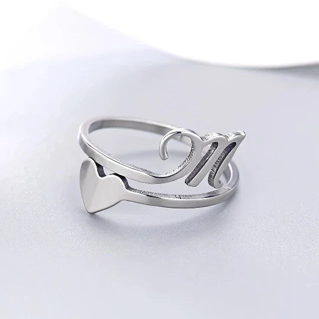 Anillo Corazón Inicial Plata M