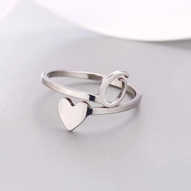 Anillo Corazón Inicial Plata O