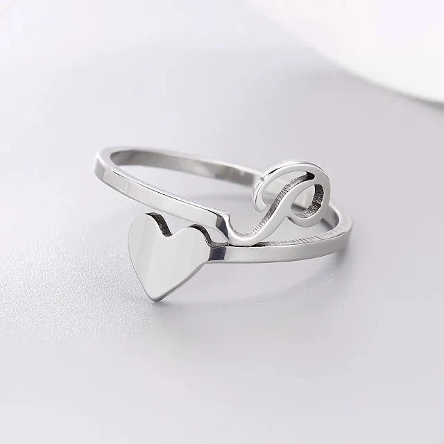 Anillo Corazón Inicial Plata P