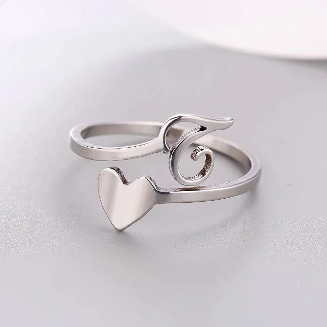 Anillo Corazón Inicial Plata T