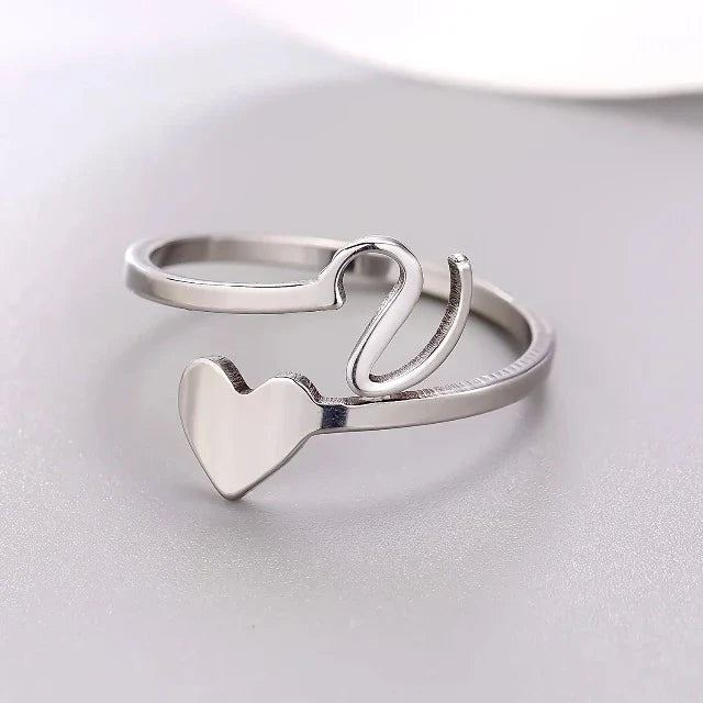 Anillo Corazón Inicial Plata V