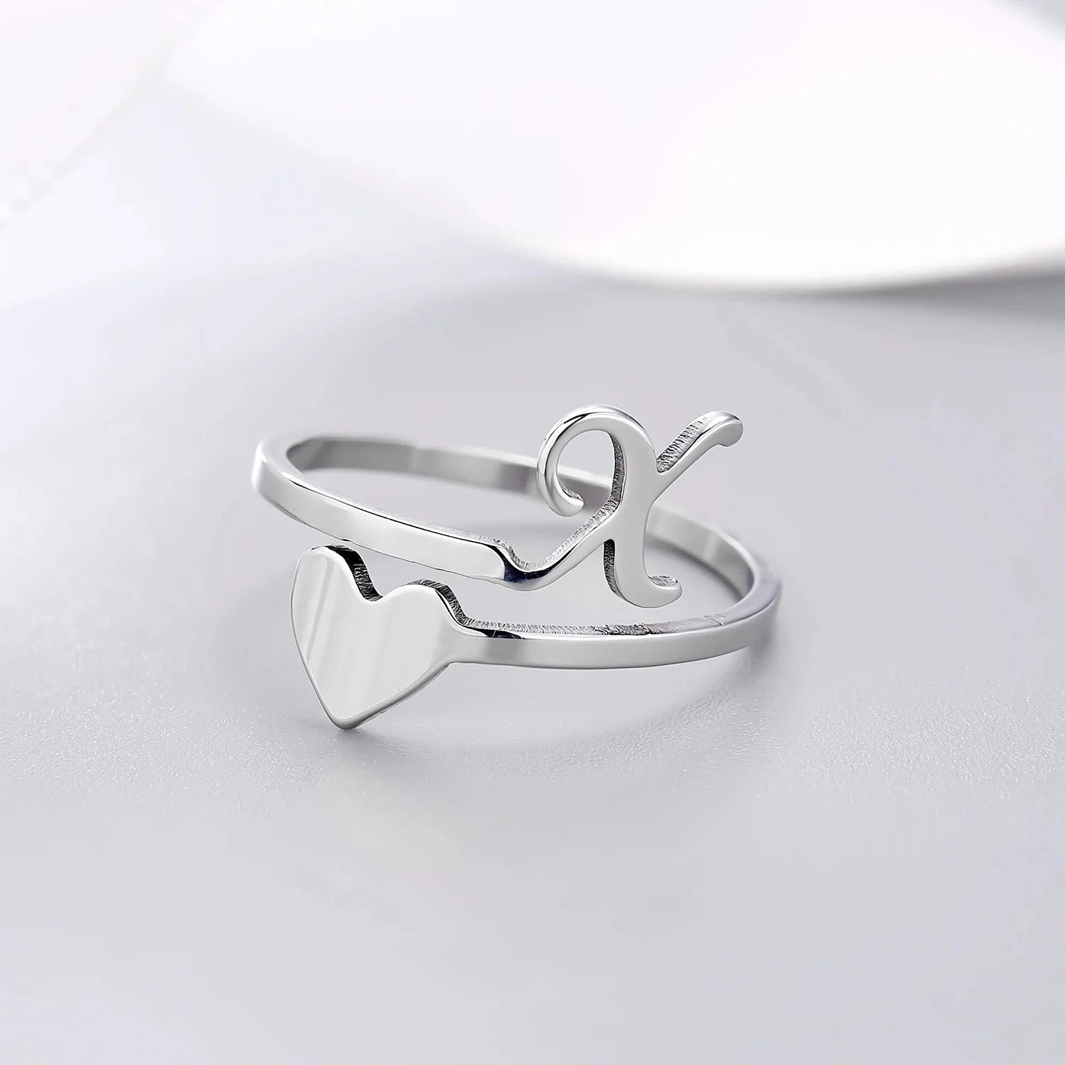 Anillo Corazón Inicial Plata X